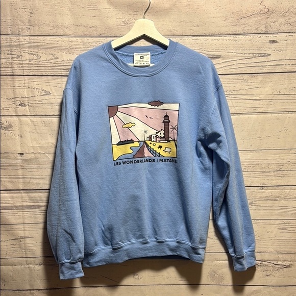 Les Wonderlands Tops - Les Wonderlands Blue Graphic Sweatshirt